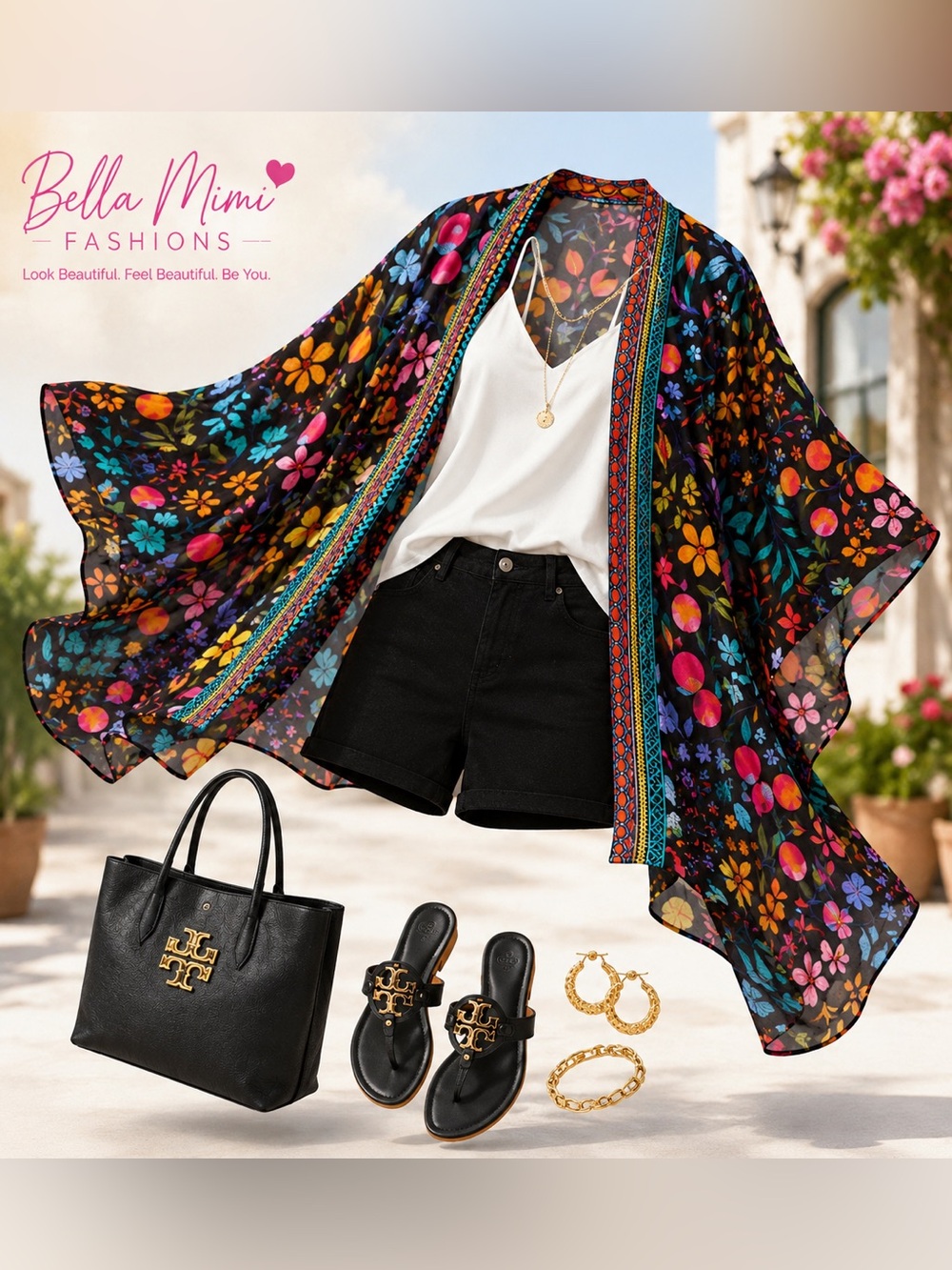 New Colleen Lopez  Multicolor Kimono Cardigan floral print 🌸🌺🌹 Fits most
